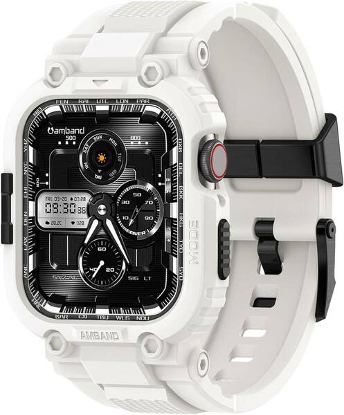 コンパチブル Apple Watch バンド 45mm 44mm 42mm バンパーケース付き 頑丈なメンズTPUベルド 一体型 アップルウォッチ バンド