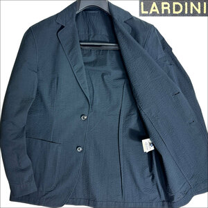 J4058 超美品 ラルディーニ シアサッカー テーラードジャケット ブラック M LARDINI