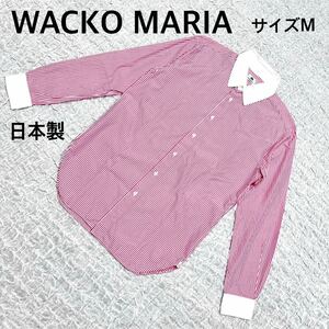 WACKO MARIA ワコマリア　ストライプBD長袖シャツ　ピンク　サイズM