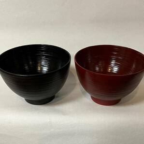 【在庫処分】【1000円～】越前漆器■越前塗 夫婦椀 汁椀(大) スープカップ 刷毛目 根来内朱・曙内黒【2客】■天然木・本漆■【新品】の画像1