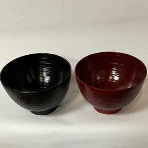 【在庫処分】【1000円～】越前漆器■越前塗 夫婦椀 汁椀(大) スープカップ 刷毛目 根来内朱・曙内黒【2客】■天然木・本漆■【新品】の画像3