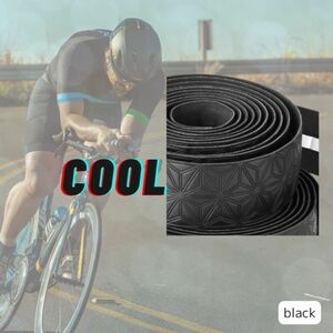 自転車 ロードバイク ハンドルテープ バーテープ 衝撃吸収性バーテープ 三角形柄 PU 黒 ブラック 滑り止め 衝撃吸収