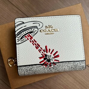 COACH ミッキー キースヘリング コラボ UFO 二つ折り財布 C7433の画像1