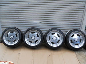 レア　当時物　ベンツ　ロリンザー３P　18インチ　９.5Jホイール タイヤ新　R129　W126 R107 W124　W201　５００E　W140　R230　OZ　BBS