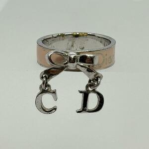 ★1円スタート★ ディオール リボン リング ピンク 指輪 レディース 14号 Christian Dior