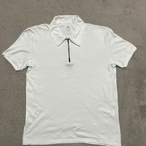 ARMANI EXCHANGE половина Zip Logo tee t рубашка L белый белый 