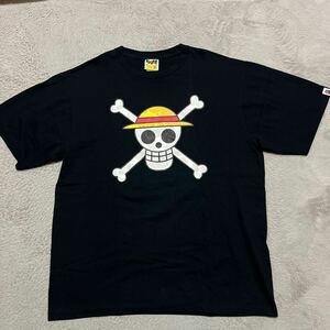 A BATHING APE BAPE KAWS ONE PIECE ワンピース　麦わら海賊団　tee tシャツ 黒　ブラック　ルフィ　BABY MILO CAMO 2XL XXL 迷彩　