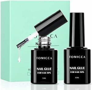 TOMICCA ネイルグルー ネイルチップ接着剤 15ml 2本セット 4-IN-1 ネイルチップ用グルー＆ベースコート＆補強ジェ