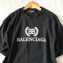 極美品/Lサイズ ●BALENCIAGA バレンシアガ 半袖 Tシャツ カットソー ビッグロゴ ビッグシルエット 黒 ブラック トップス コットン 綿_画像2