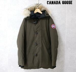 良品 CANADA GOOSE カナダグース サイズM ジャスパー ダウンジャケット ダウンコート コヨーテファー フード ロゴワッペン オリーブ色