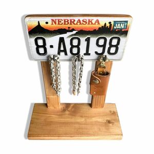 キースタンド NEBRASKA 鍵かけ キーフック ヴィンテージ 天然木製