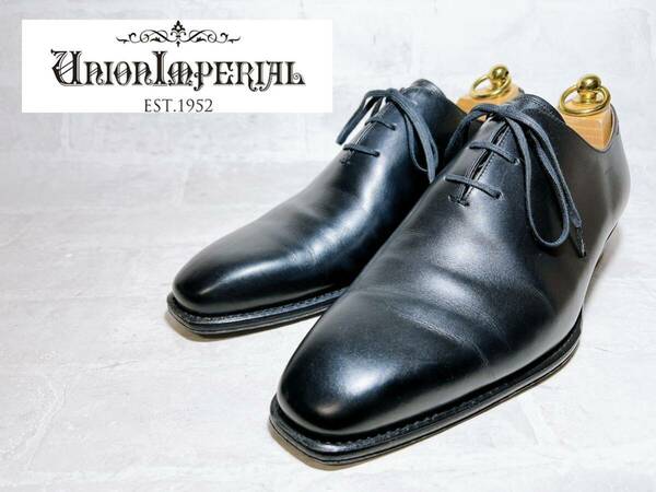 【極美品】ユニオンインペリアル 高級 ホールカット 本革 レザー ハンドソーン製法 黒 US7（約25cm）メンズ 高級紳士靴