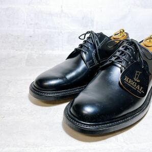 【未使用】REGAL リーガル 上質 プレーントゥ ビジネスシューズ 黒 レザー PIGEON 25EEcm メンズ 高級紳士靴の画像2