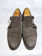 イタリア製【美品】a.testoni ア・テストーニ 高級 ダブルモンク スエード 茶 ビジネスシューズ UK6（約24.5cm）高級紳士靴 メンズ_画像3