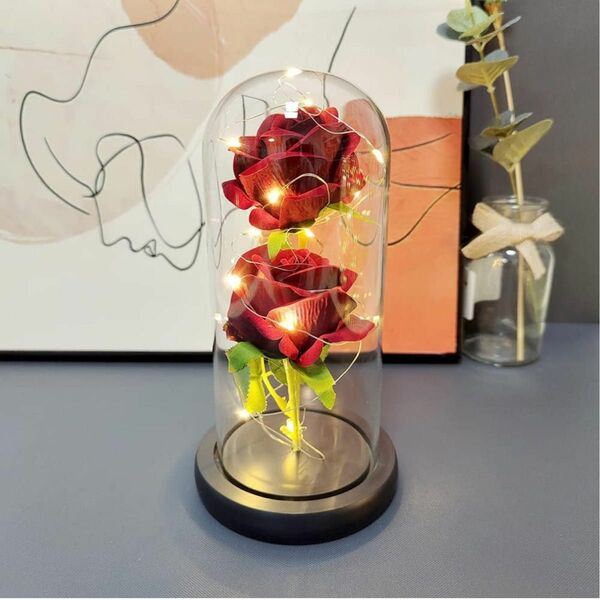 バラ 造花 Lechin 枯れない花 薔薇 造花 フラワーライト LEDライト付き電池式 薔薇 花束 プレゼントバラ