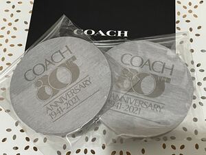 COACH・コーチコースター・アニバーサリー80周年記念コースター・珪藻土コースター2個セット・新品・お得意様限定