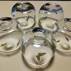 香蘭社 仲良し 食器3点セット 湯呑み ガラスコップ 銘々皿 各5客揃の画像6