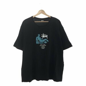 STUSSY / ステューシー | オーバーサイズ クルーネック プリントTシャツ | XL | ブラック | メンズ