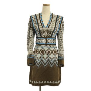 【新品】 Mame Kurogouchi / マメクロゴウチ | 2022AW | Fair Isle Knitted Dress / ジャガード ニット ワンピース | 1 | brown