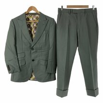 【美品】 GUCCI / グッチ | セットアップ スーツ ウール 総柄シルク裏地 2B テーラードジャケット / スラックス | 7-44R | グリーン系_画像1