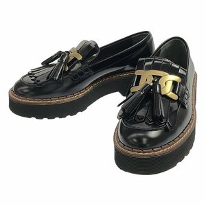 【美品】 TOD'S / トッズ | KATE LOAFERS ケイト キルト タッセル メタルバックル ローファー | 37 | ブラック | レディース