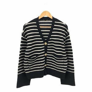 【美品】 L'Appartement / アパルトモン | 2022AW | GOLD BUTTON V/N CARDIGAN カーディガン | F | ブラック/ホワイト | レディース