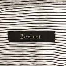 BERLUTI / ベルルッティ | コットン ストライプ 比翼シャツ | A38 | ホワイト / ブラック | メンズ_画像5