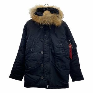 alpha industries / アルファ インダストリーズ | N-3B レザー切替 リアルファー ミリタリー フライトジャケット | M | ネイビー