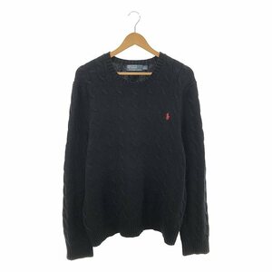 POLO RALPH LAUREN / ポロラルフローレン | コットン ケーブル編み クルーネックニット | XL | ブラック | メンズ