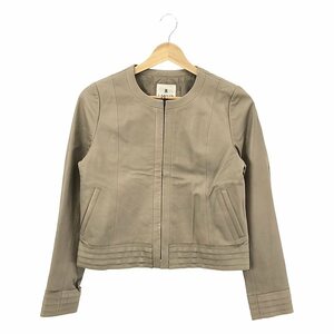 LANVIN / ランバン | ラムレザーノーカラージャケット | 38 | ベージュ | レディース