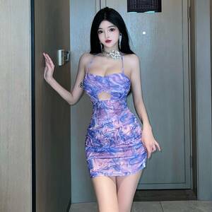 OR1478 sexy Ran Jerry floral print ero leather baby doll One-piece Night wear costume play clothes 