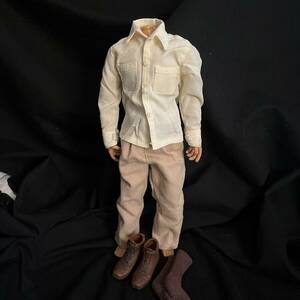  Dragon company 1/6 size element body attaching casual style unbleached cloth shirt, beige pants, socks, boots set 