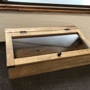 ■レトロ■古い木 ガラスケース ガラス ボックス お菓子  レトロガラスコレクションの画像1
