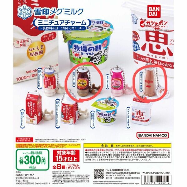 雪印メグミルク　ミニチュアチャーム　コーヒー牛乳2点　食玩　食品サンプル