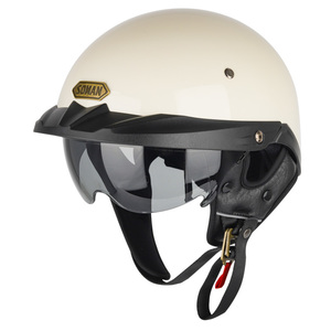 ハーフヘルメット 新品 半キャップヘルメット 内蔵ゴーグル 収納可 調整可能 DOT安全認証 SOMAN H3 サイズ：XXL