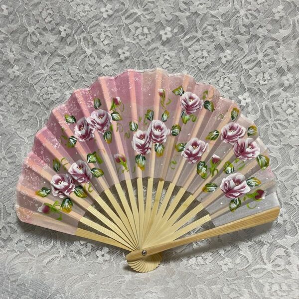 LOVE ROSE薔薇 扇子 母の日 プレゼント センス ピンク A