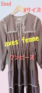 Used axes femme 長袖ワンピース Mサイズ エリのレースが可愛い！春夏のお出かけに大活躍です。