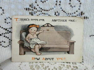  antique picture postcard postcard girl sofa electric stand reading message America stamp 1913 year 