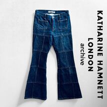 希少KATHARINE HAMNETT LONDON/キャサリンハムネットアーカイブパッチワークブーツカットデニムパンツ y2k フレア ジーンズジーパン _画像1