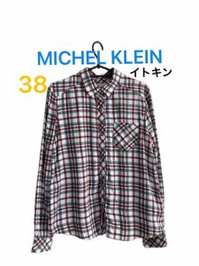 い91 MICHEL KLEIN 38 長袖シャツ チェックシャツ　ネルシャツ