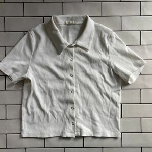 【GU】リングドットシャツ ホワイト 半袖シャツ