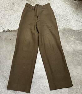 40s vintage！ us army / アメリカ軍 wool serge field trousers ウールパンツ 軍パン ミリタリー 32×33 ガスフラップ 尿素ボタン used