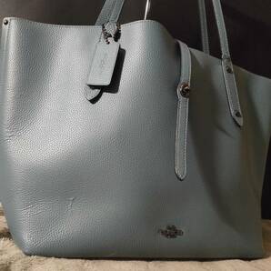 1円~【希少/美良品】コーチ COACH トートバッグ メンズ ビジネス ハンド 手提げ 肩掛け ターンロック A4 PC 書類鞄 レザー ブルーグレーの画像1