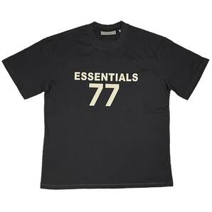 [並行輸入品] FEAR OF GOD FOG ESSETIALS エッセンシャルズ 77 フロントロゴ 半袖 Tシャツ (ブラック) (L)
