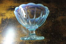 当時物 戦前 アンティーク ウランガラス プレスガラス製 かき氷皿 氷コップ アイス皿_画像3