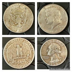 アメリカ合衆国 LIBERTY リバティ ONE・HALF・QUARTER DOLLAR 1ドル 50セント 25セント フランス 5FRANCS フラン旧貨幣 旧硬貨 銀貨の画像8