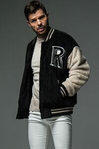 未使用　RESOUND CLOTHING　BOA OVER VARSITY JACKET ボア ドロップショルダースタジャン ブラックベージュ アメカジ 1-3 S-L RC29-JK-002