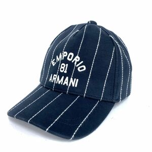EMPORIO　ARMANI エンポリオアルマーニ ストライプ キャップ 帽子 ハット ARMANI アルマーニ M メンズ 男性 ブランド