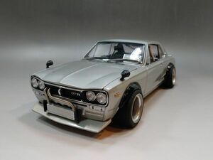 ●京商 1/18 日産 スカイライン 2000 GT-R KPGC10 ハコスカ セミワークス カスタム品 シルバー