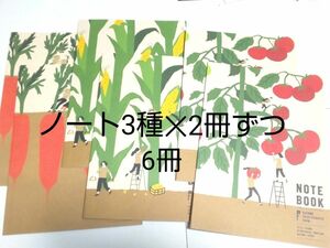 カゴメ野菜生活ファームオリジナルノート B5サイズ 全3種2冊ずつ計6冊 非売品 株主優待 